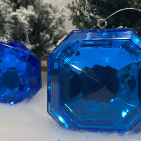 Set of 2, Jewel Ornaments, 4 Inch, Gem Ornaments, Wreath Attachment, Centerpiece - Picture 5 of 13